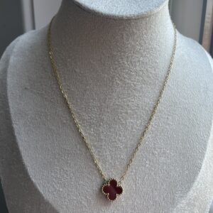 Ketting Bordeaux Gouden Klaver