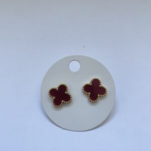 Oorbellen Bordeaux Gouden Klaver